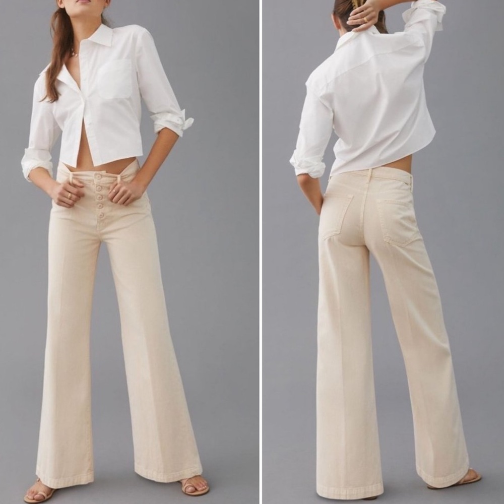 MOTHER The Pixie Swooner Roller Flood High Rise Wide Leg Button Fly Jeans 23